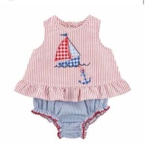 Mud Pie Red and Blue Sailboat Set